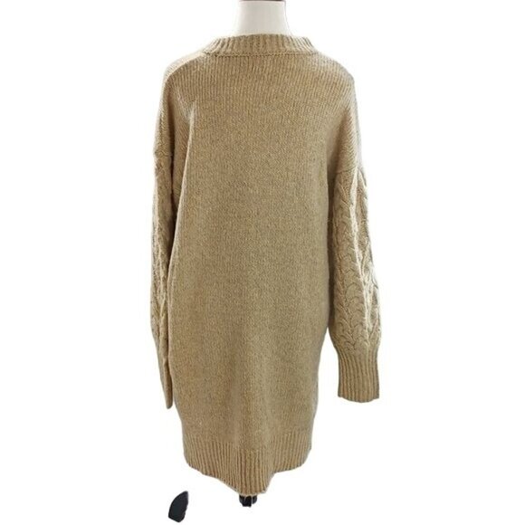 A New Day Sweater Dress Tan Knit Long Sleeve Womens Size Medium - Picture 4 of 5